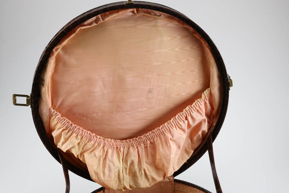 Round Faux Alligator Suitcase