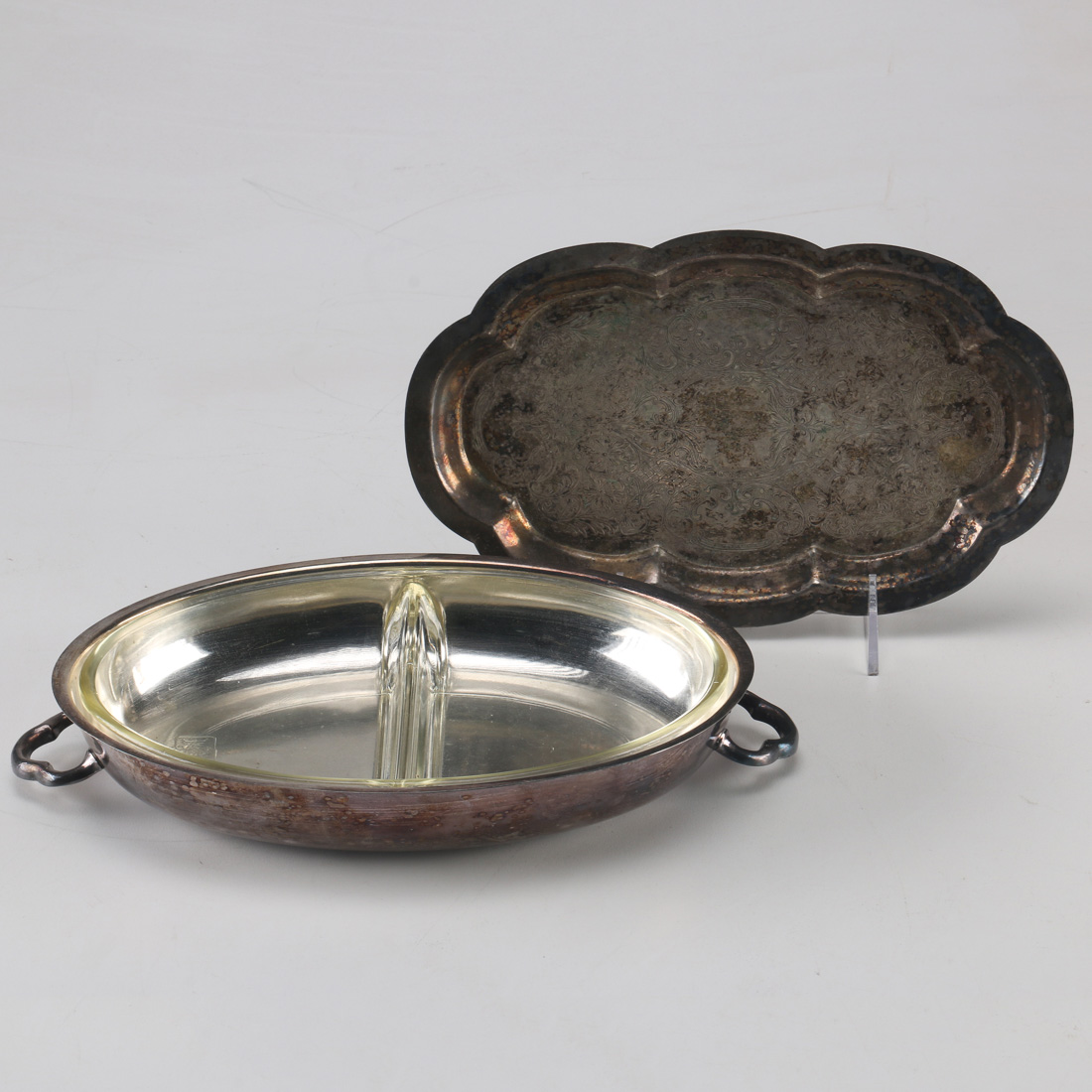 Pair of Silver Plated Serving Trays and Platter