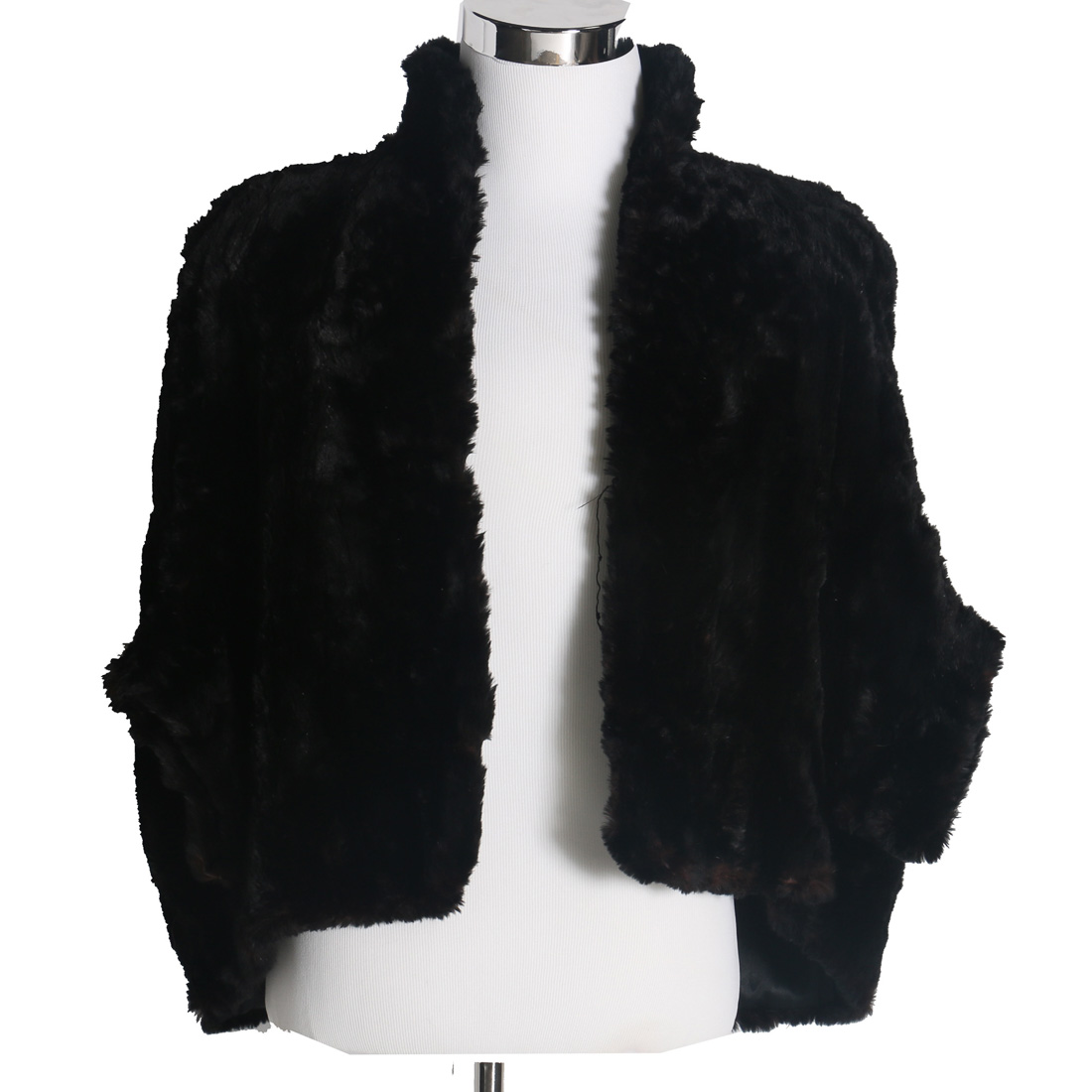 Black Sheared Faux Beaver Fur Cape