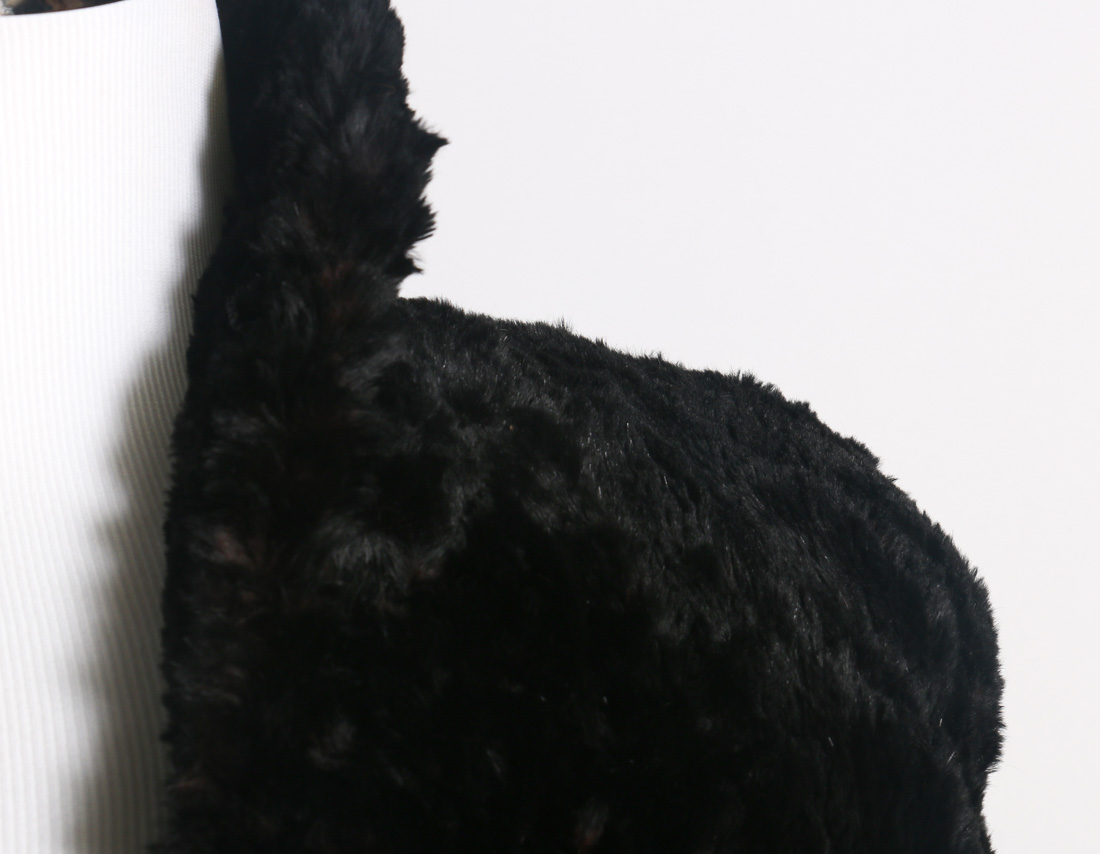 Black Sheared Faux Beaver Fur Cape