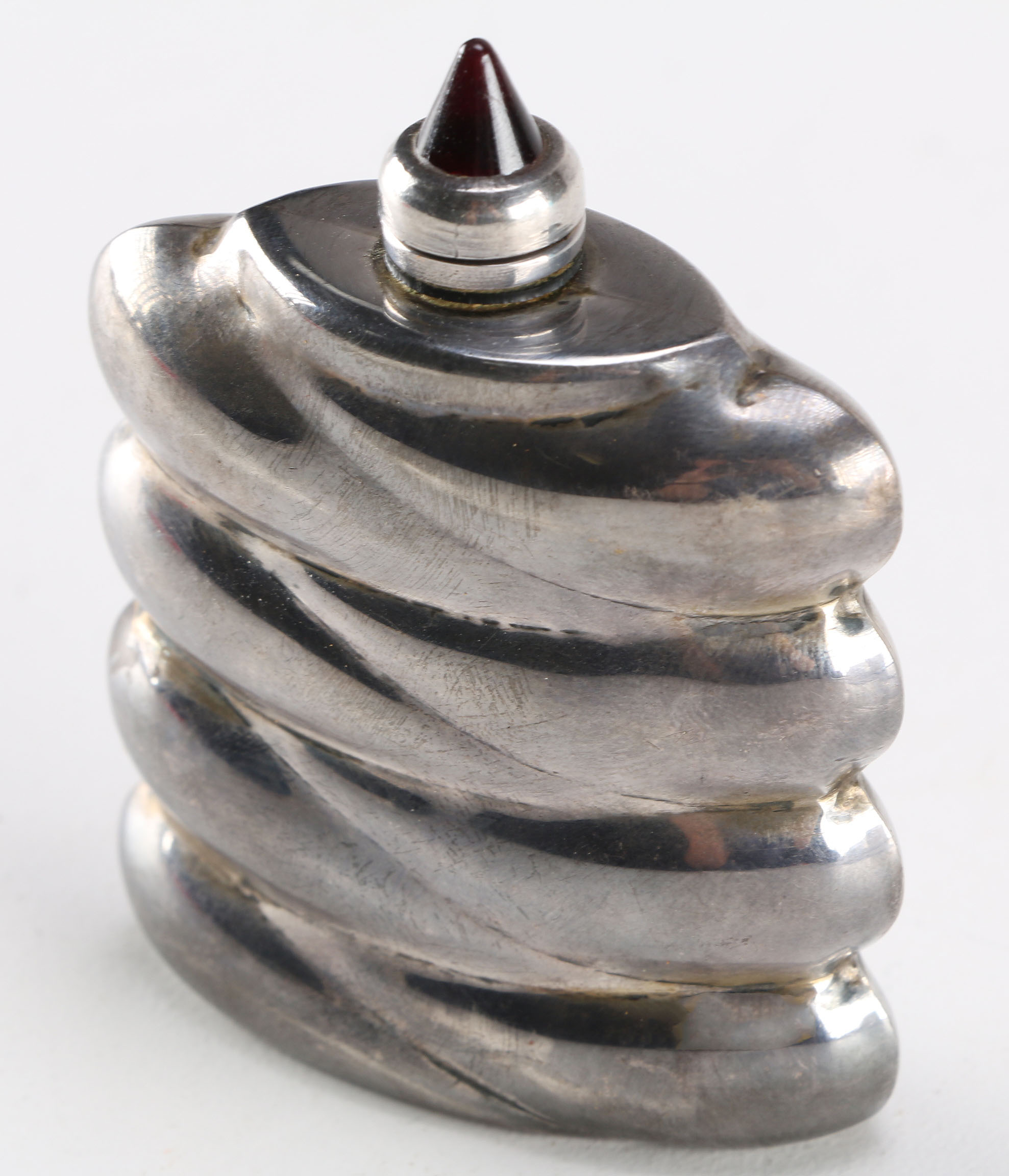 Vintage Mexican Scalloped Sterling Silver Perfume Bottle