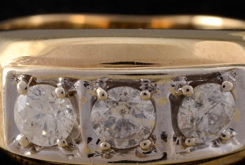 10K Gold Three Diamond Ring