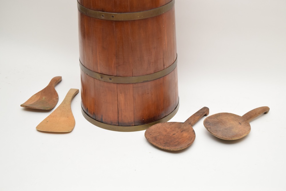Antique Oak Butter Churn With Butter Paddles