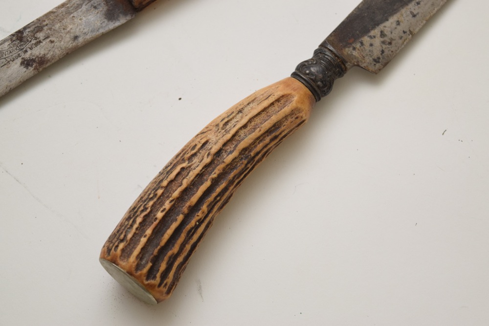 Vintage Bone, Wood and Fabric Wrapped Handle Knives