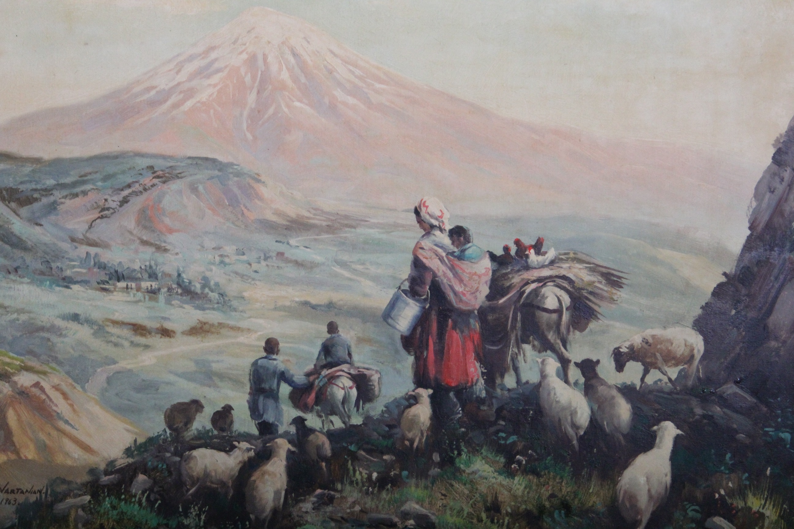 Signed A. Vartanian Mountain Family Painting