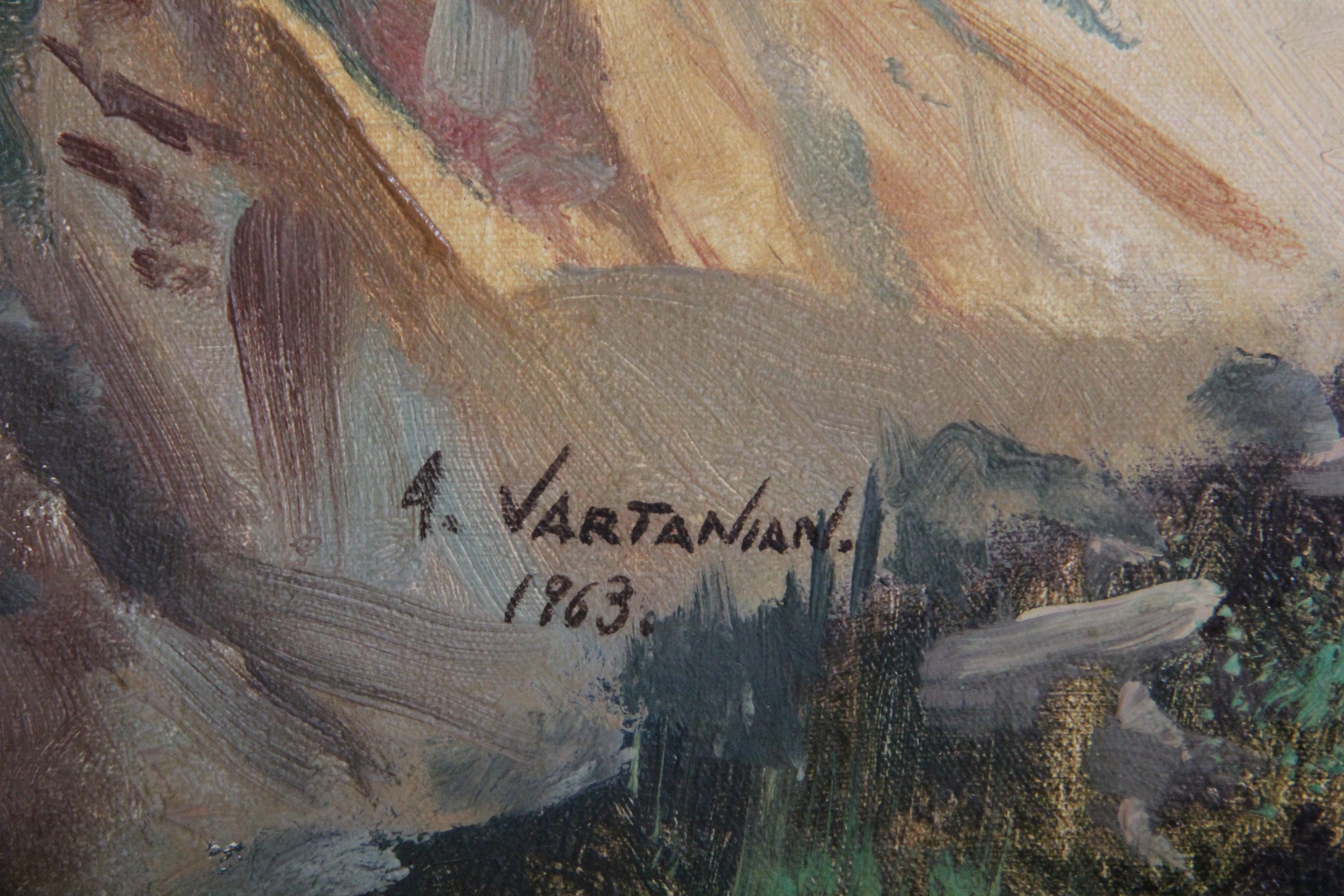 Signed A. Vartanian Mountain Family Painting