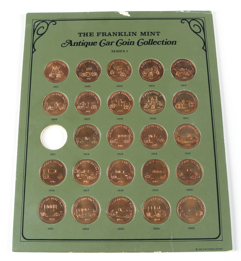 Franklin Mint Antique Car Coin Collection Series 1