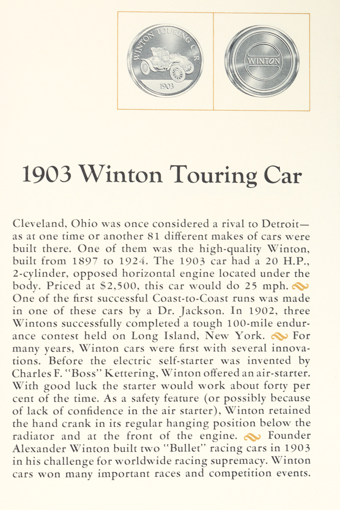 Franklin Mint Antique Car Coin Collection Series 1