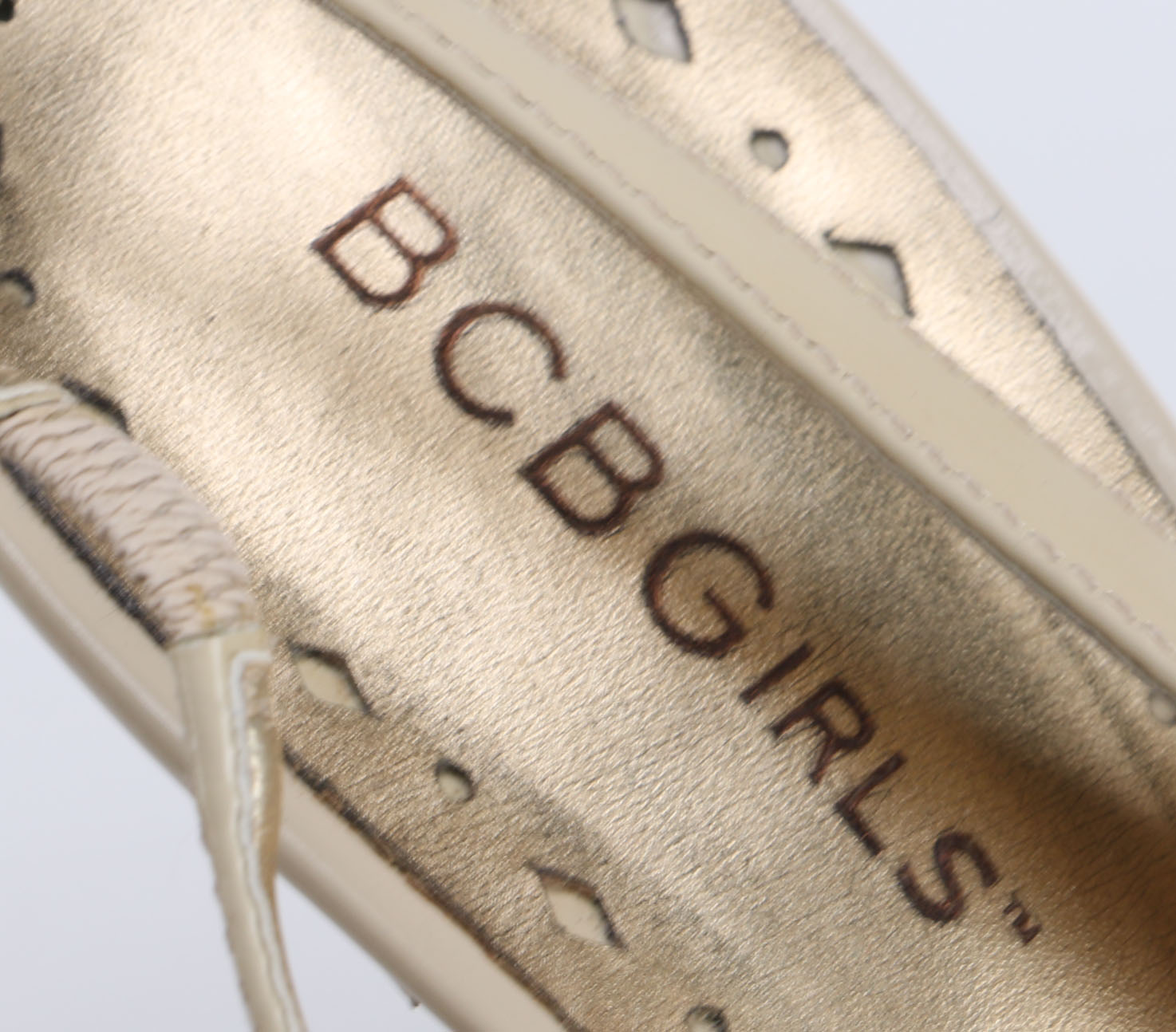 Pair of BCBGirls Cream Heels with Gold Tone Hardware