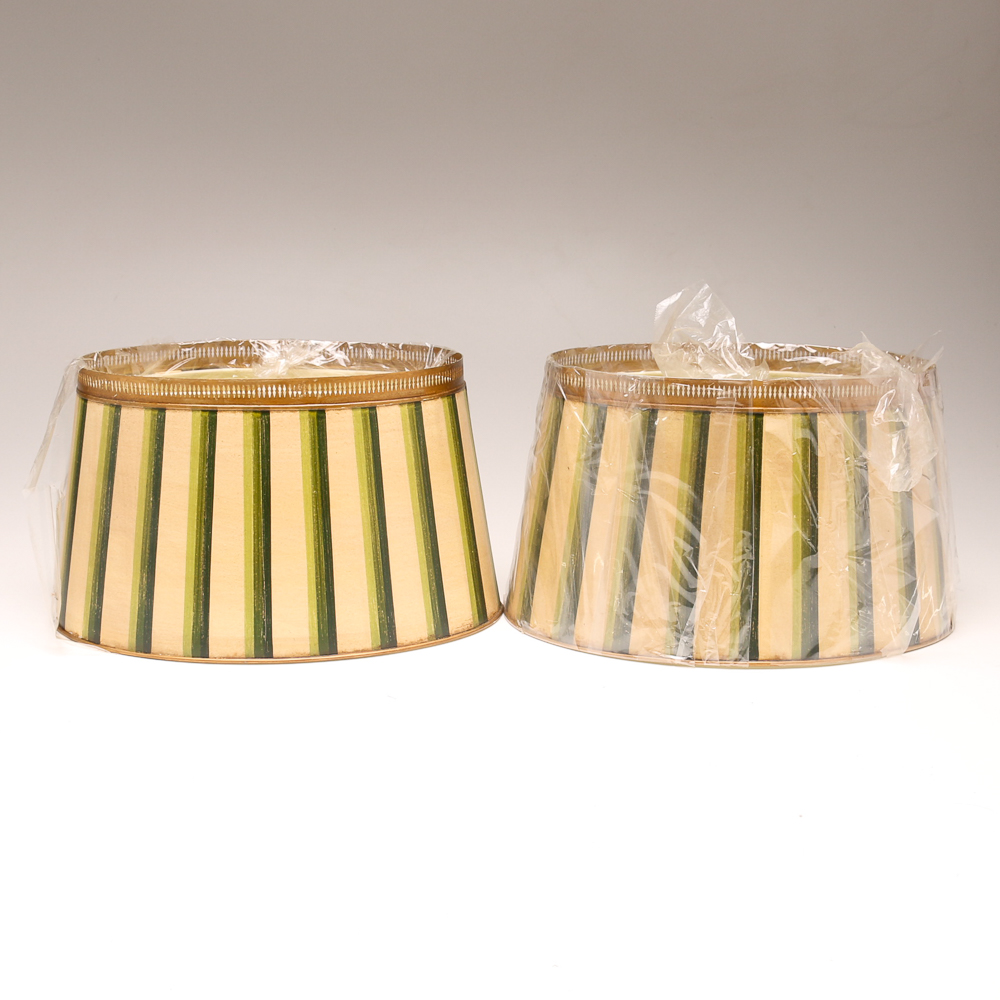 Pair of Striped Drum Lampshades
