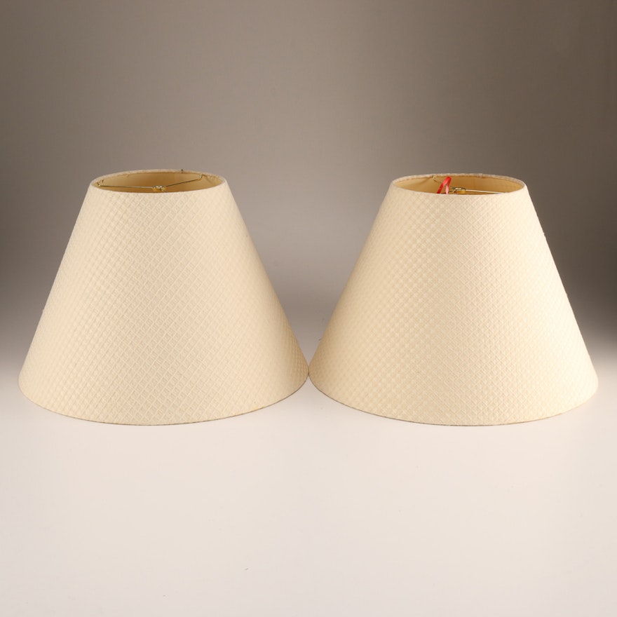 Pair of Large White Lampshades