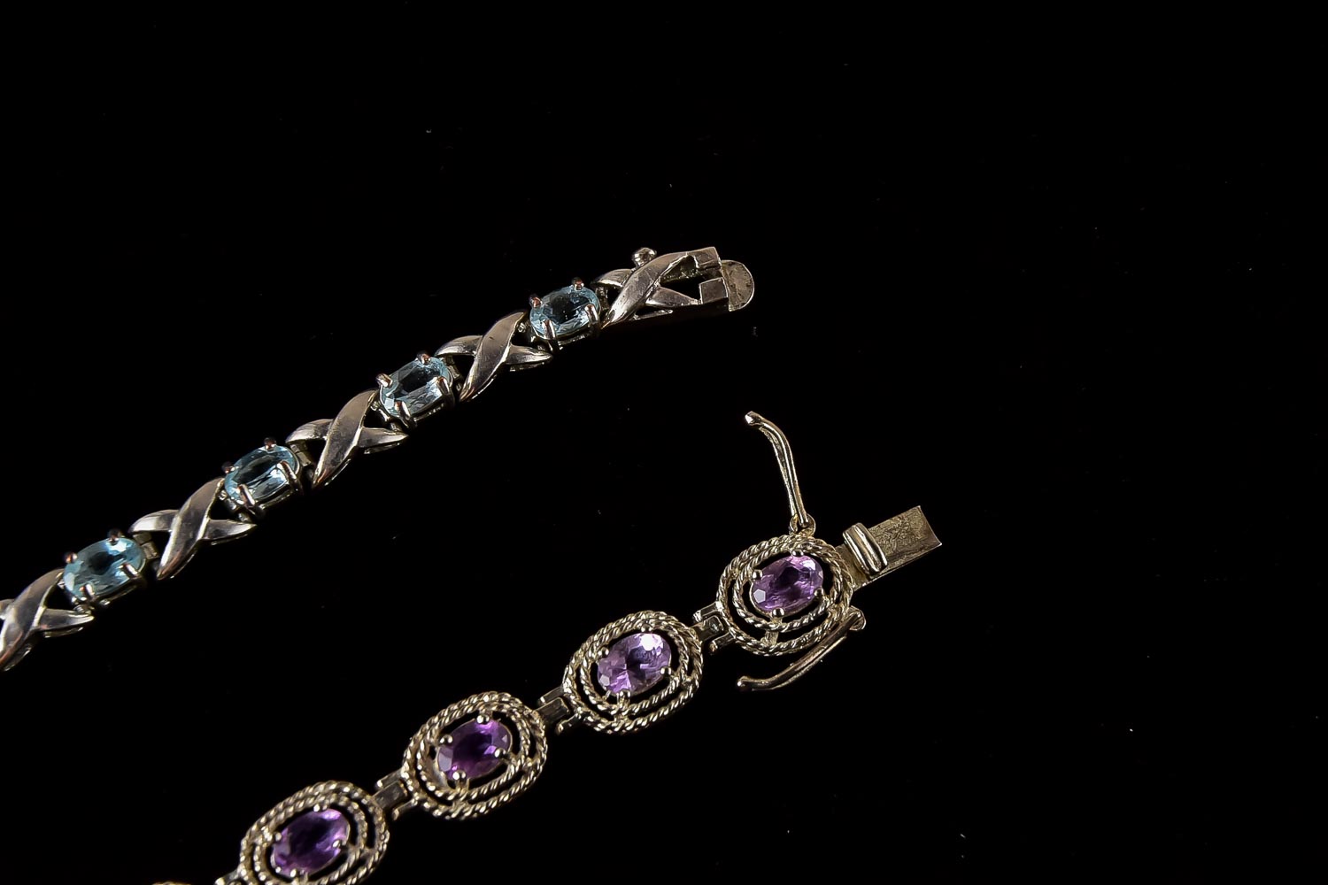 Sterling Silver and Aquamarine and Sterling Silver and Amethyst Bracelets
