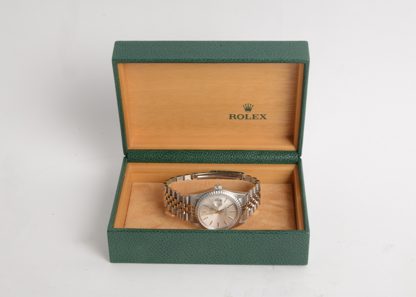 Rolex Datejust Steel 16220 36mm Silver Tapestry Automatic Watch