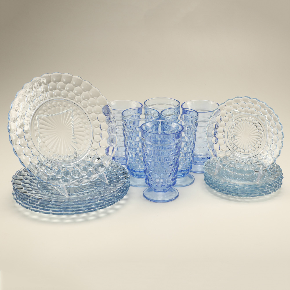 Blue Glass Serving Set