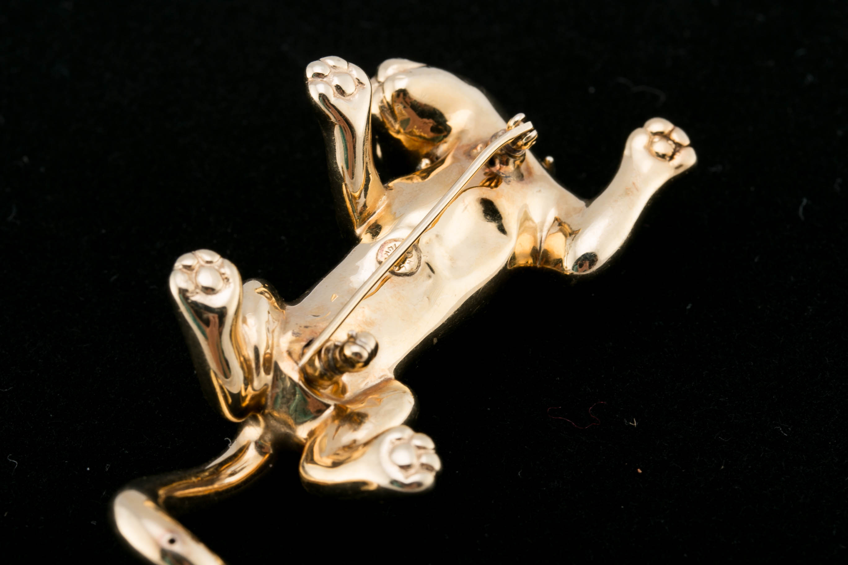 14K Yellow Gold and Diamond Panther Brooch