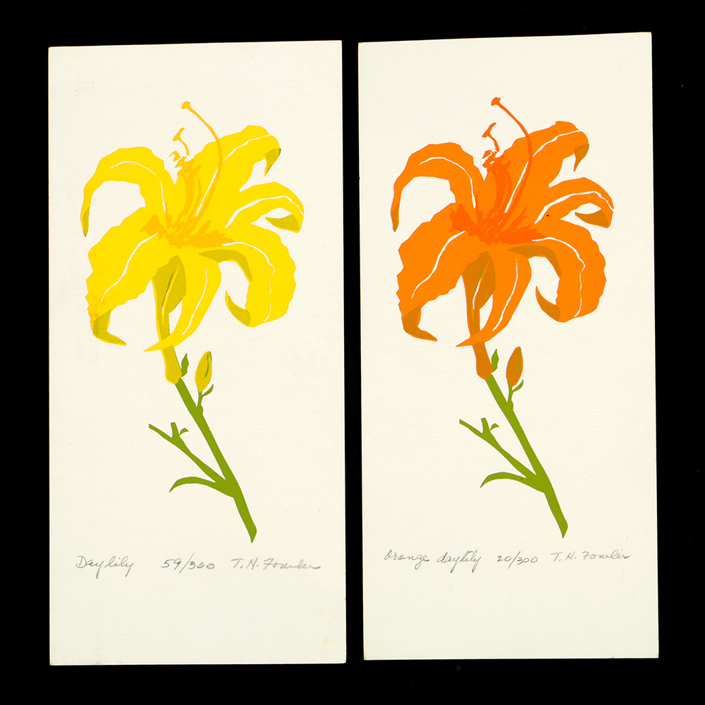 Thelma Fowler Limited Edition Serigraphs "Orange Daylilly" and "Daylilly"