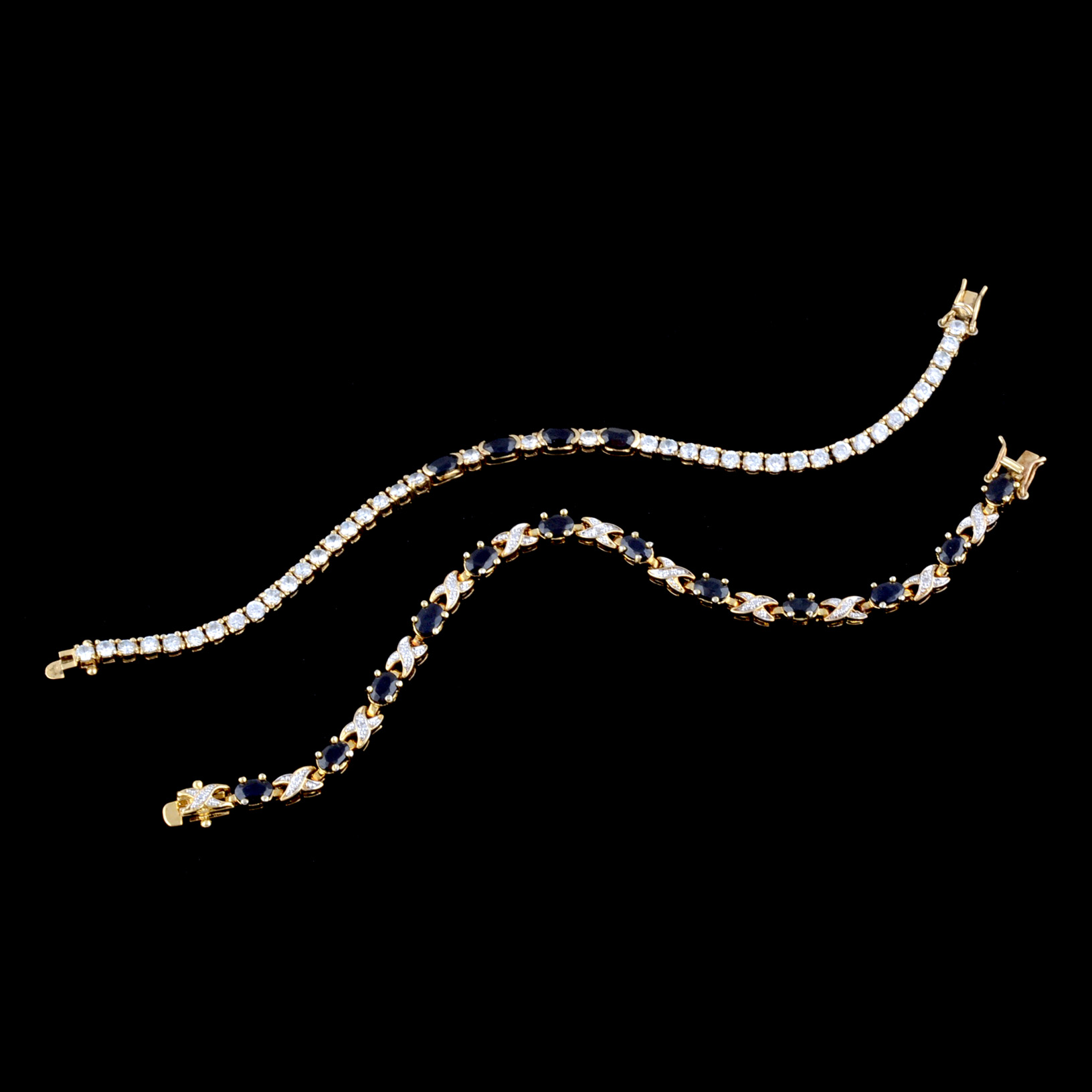 Sterling Silver Vermeil Blue Sapphire Bracelets