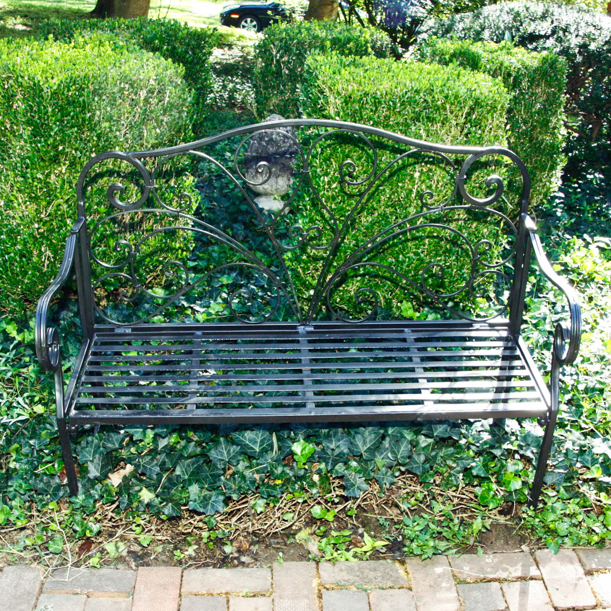 Victorian Style Painted Metal Garden Bench
