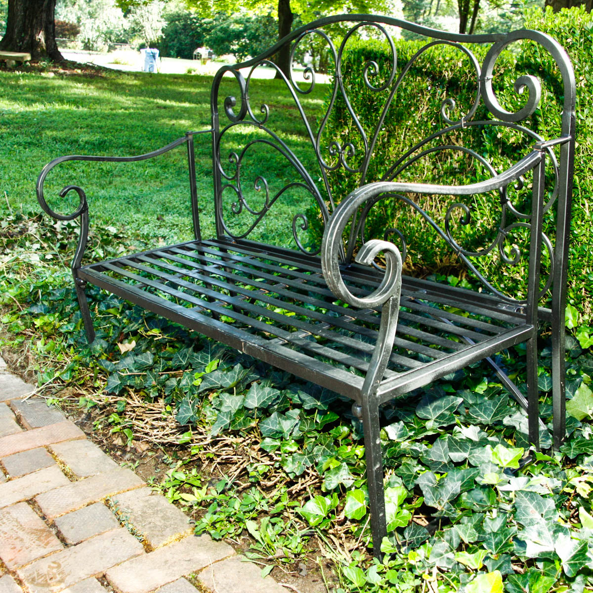 Victorian Style Painted Metal Garden Bench