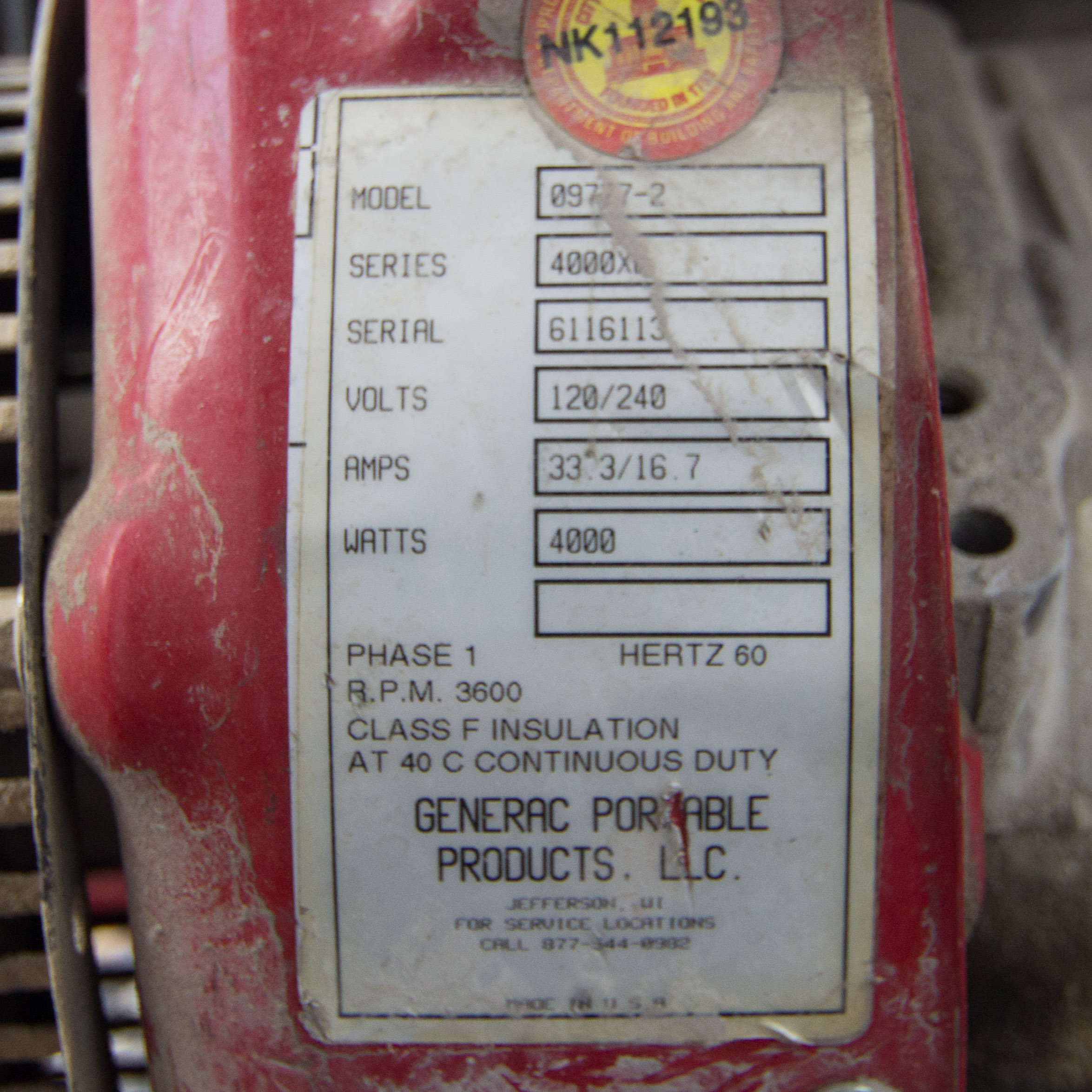 Generac Gas Powered 4000XL Extended Life 7.8 HP Generator