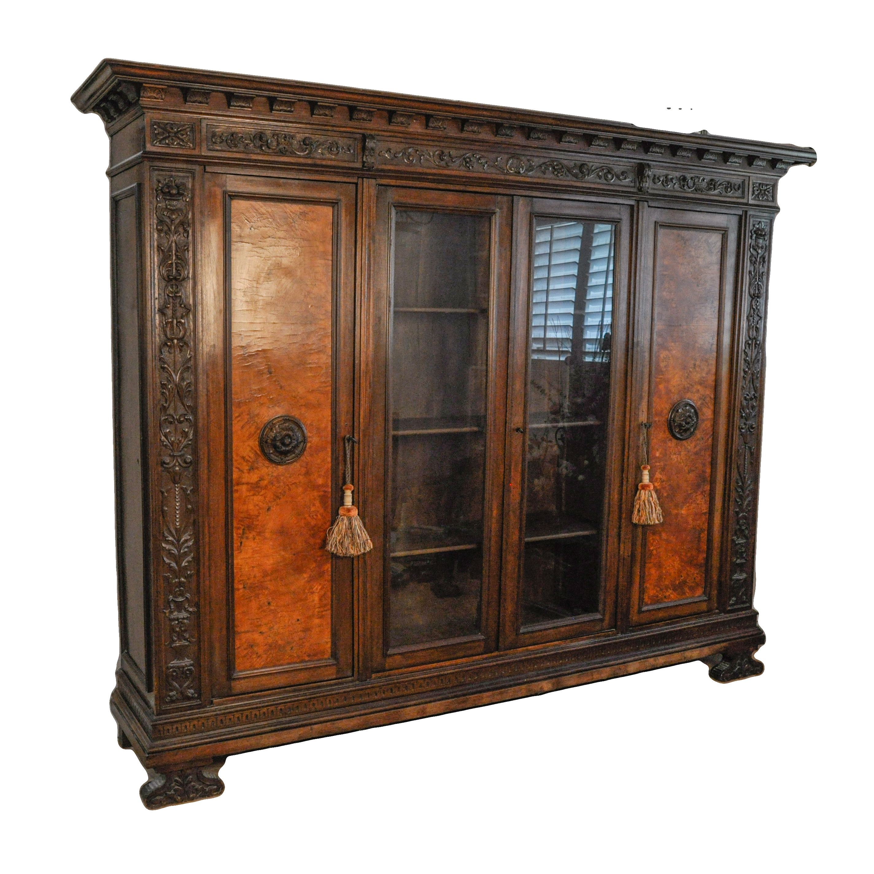 Large Antique Italian Renaissance Armoire Bookcase