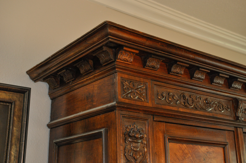 Large Antique Italian Renaissance Armoire Bookcase