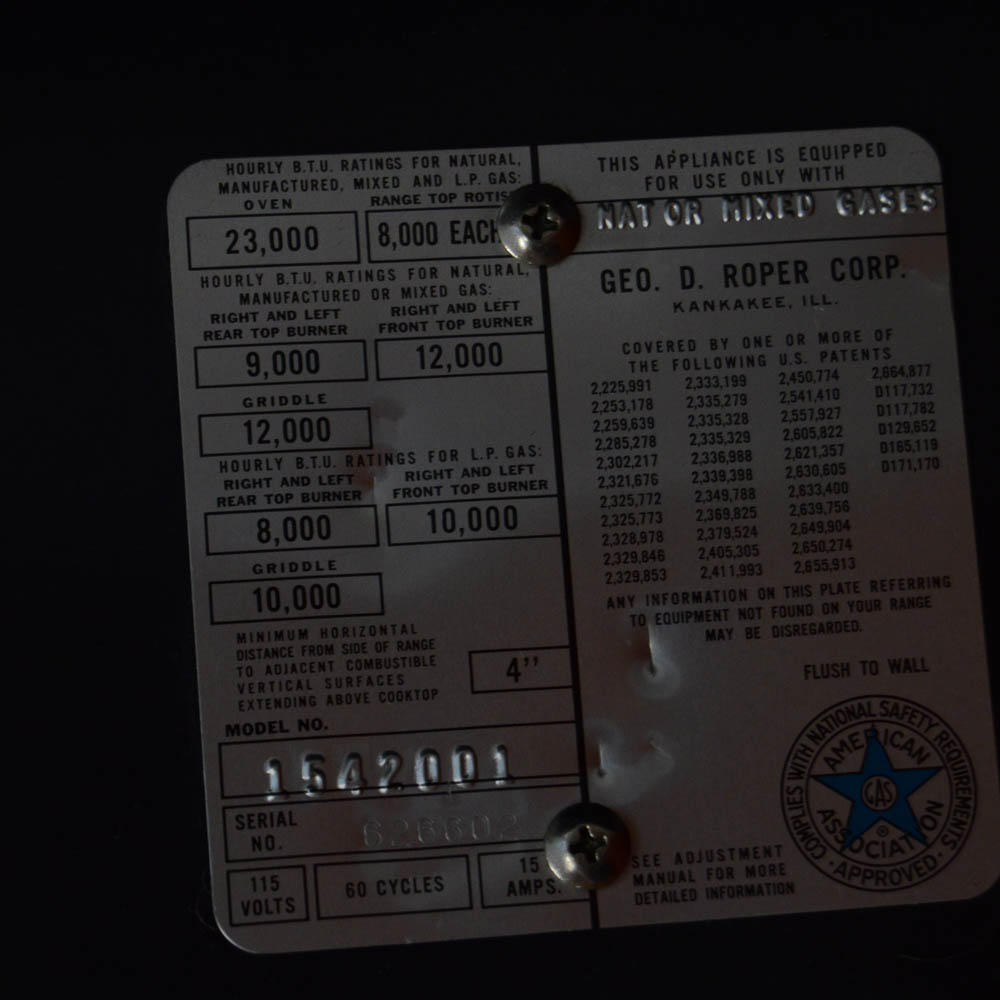 Vintage Roper Gas Stove