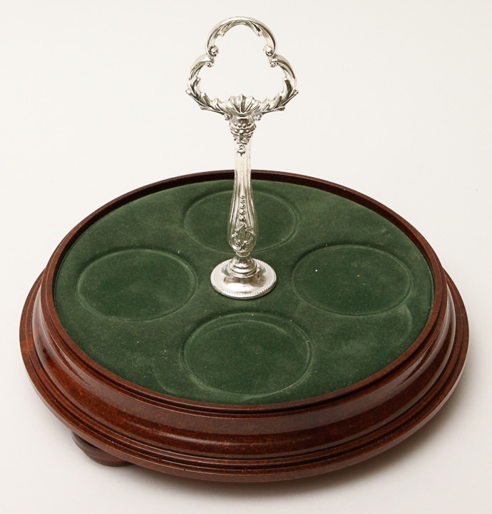 Vintage Crystal Cognac Set and Silver Plated Carrier