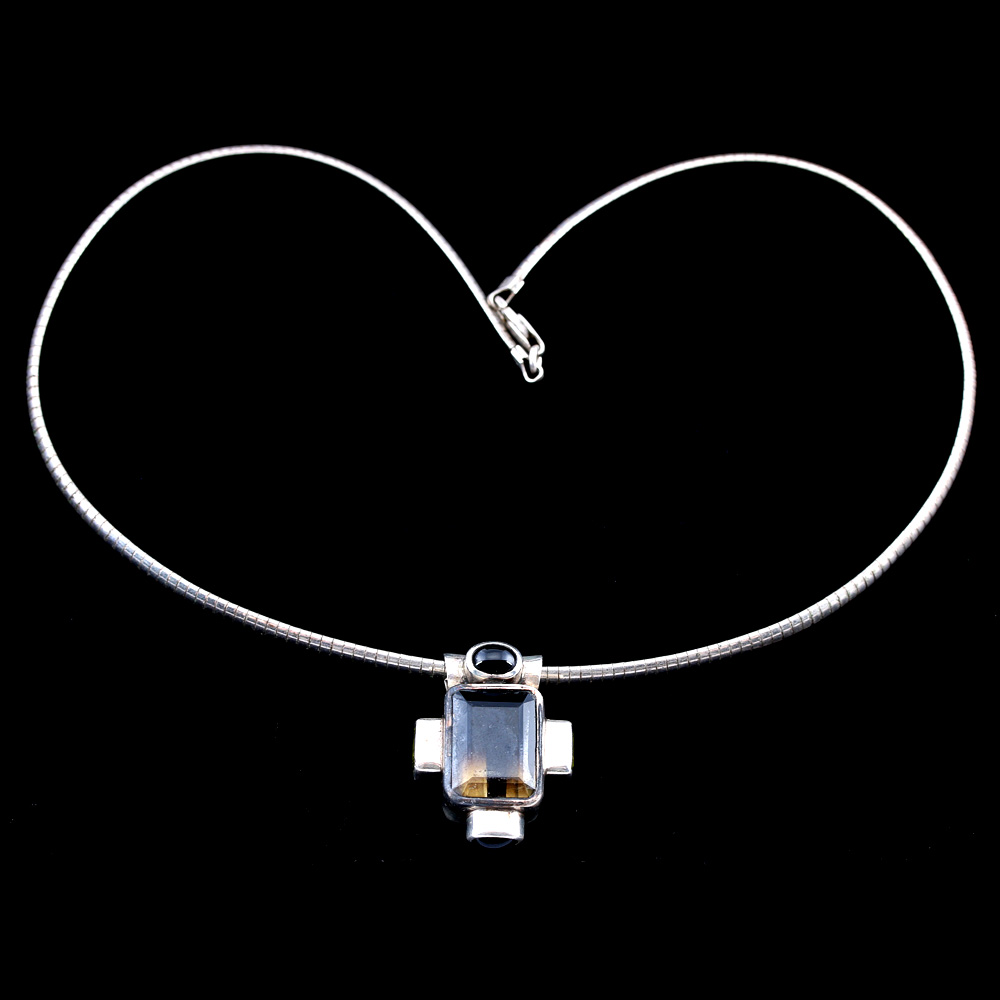 Sterling Silver Bi-Colored Quartz and Peridot Necklace