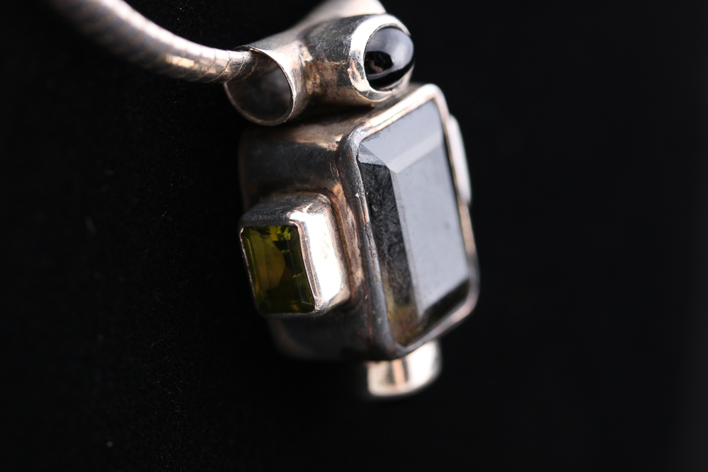 Sterling Silver Bi-Colored Quartz and Peridot Necklace