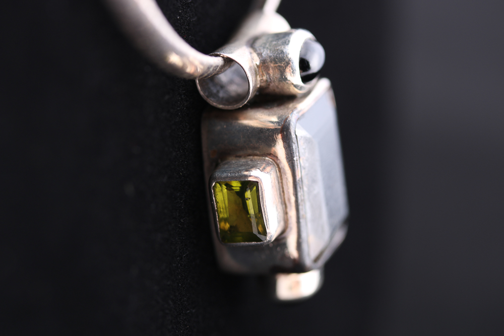 Sterling Silver Bi-Colored Quartz and Peridot Necklace