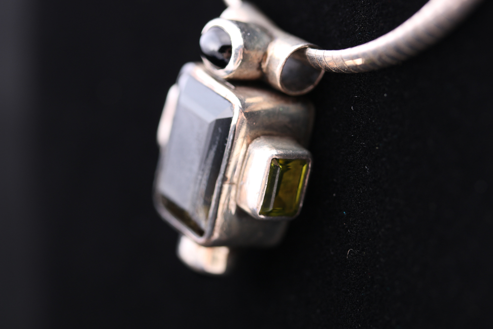 Sterling Silver Bi-Colored Quartz and Peridot Necklace