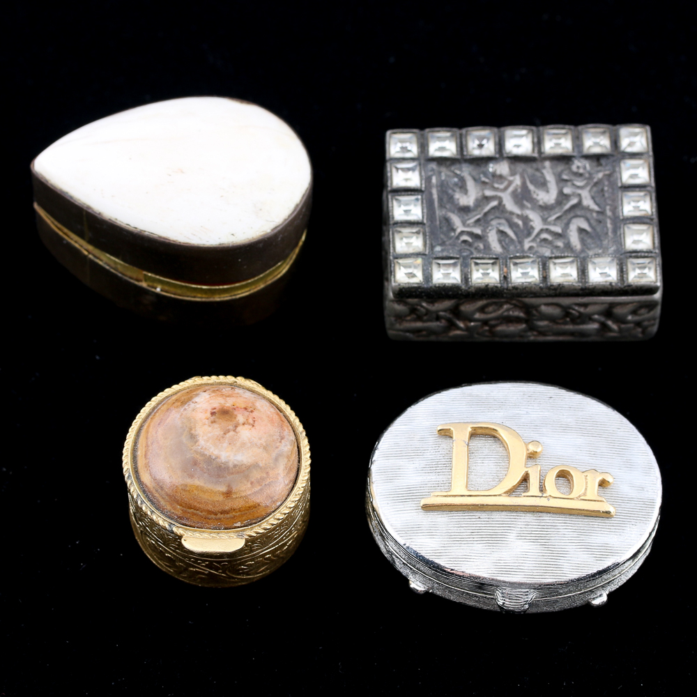 Assortment of Metal Jewelry and Perfume Boxes