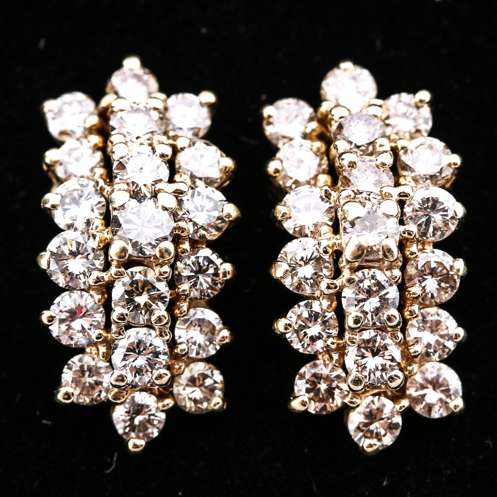 14K Yellow Gold Diamond Earrings