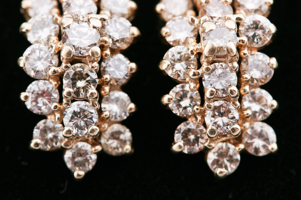 14K Yellow Gold Diamond Earrings