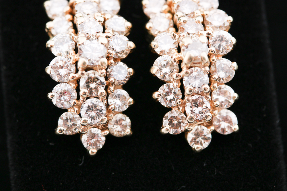14K Yellow Gold Diamond Earrings