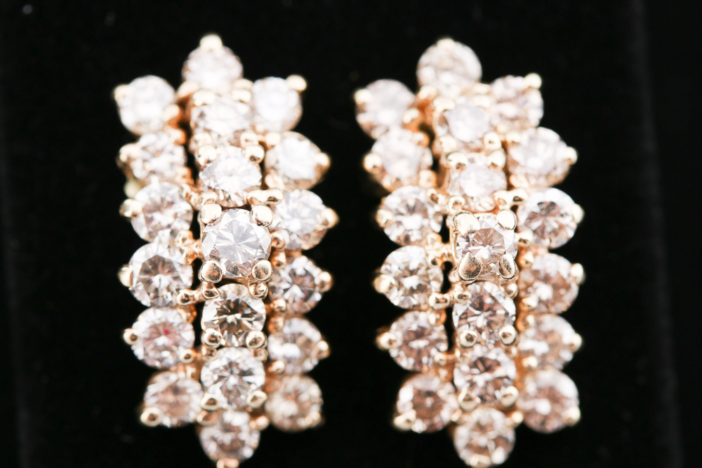 14K Yellow Gold Diamond Earrings