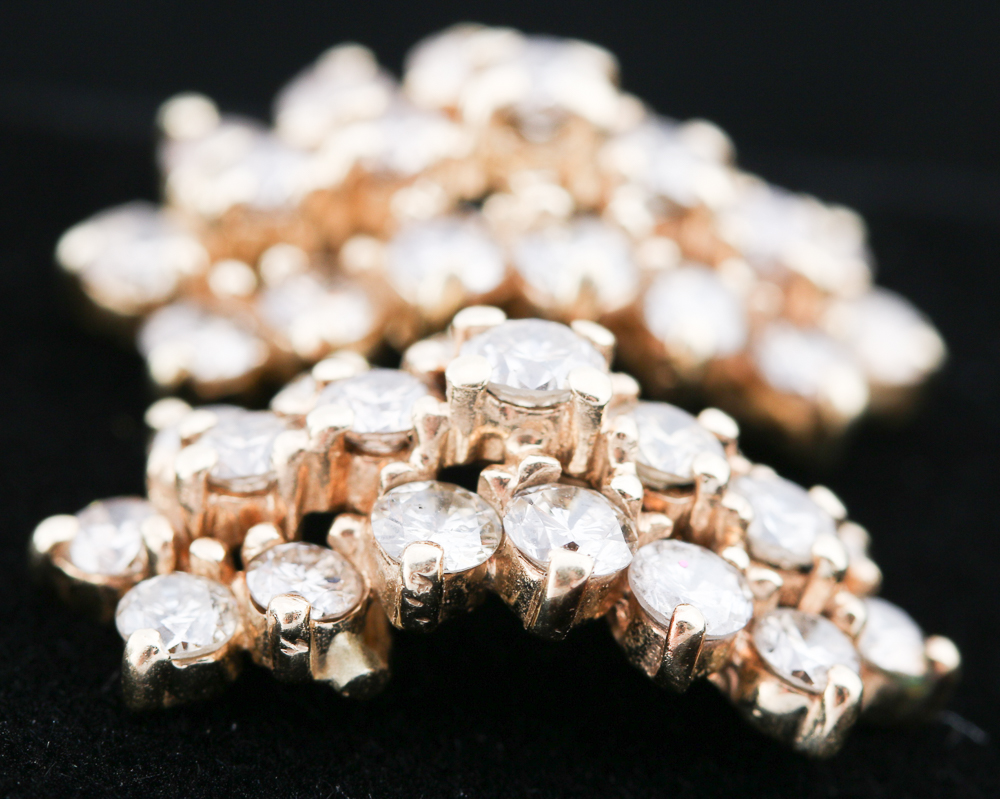 14K Yellow Gold Diamond Earrings