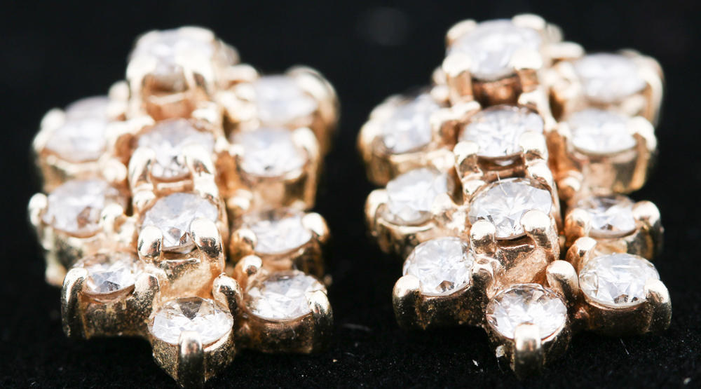 14K Yellow Gold Diamond Earrings