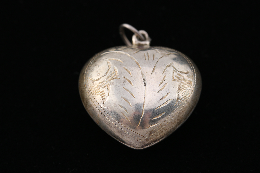 Pair of Stamped Sterling Silver Heart Pendants