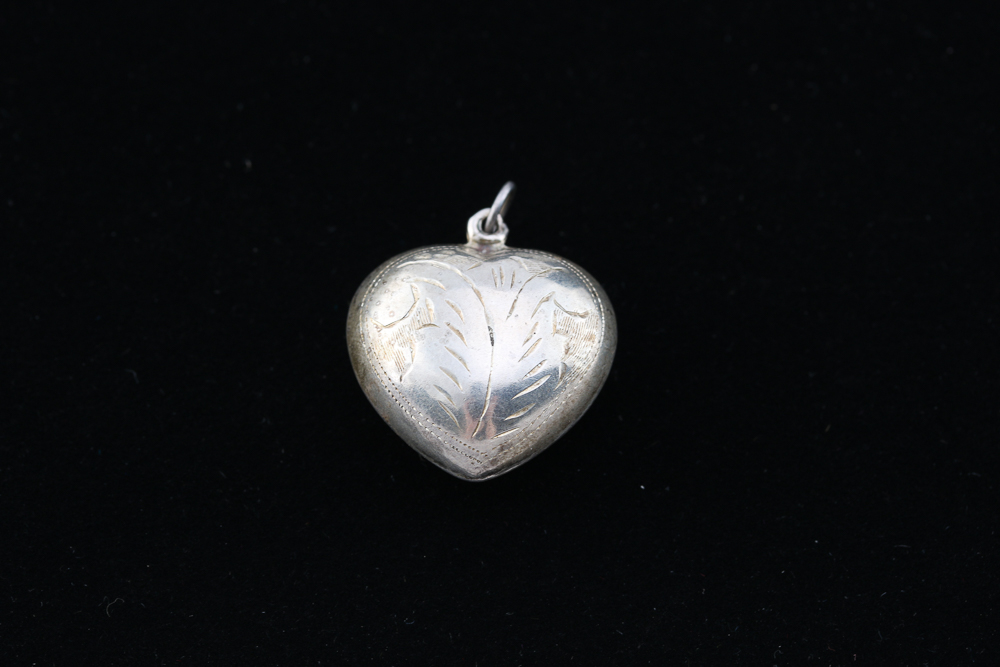 Pair of Stamped Sterling Silver Heart Pendants
