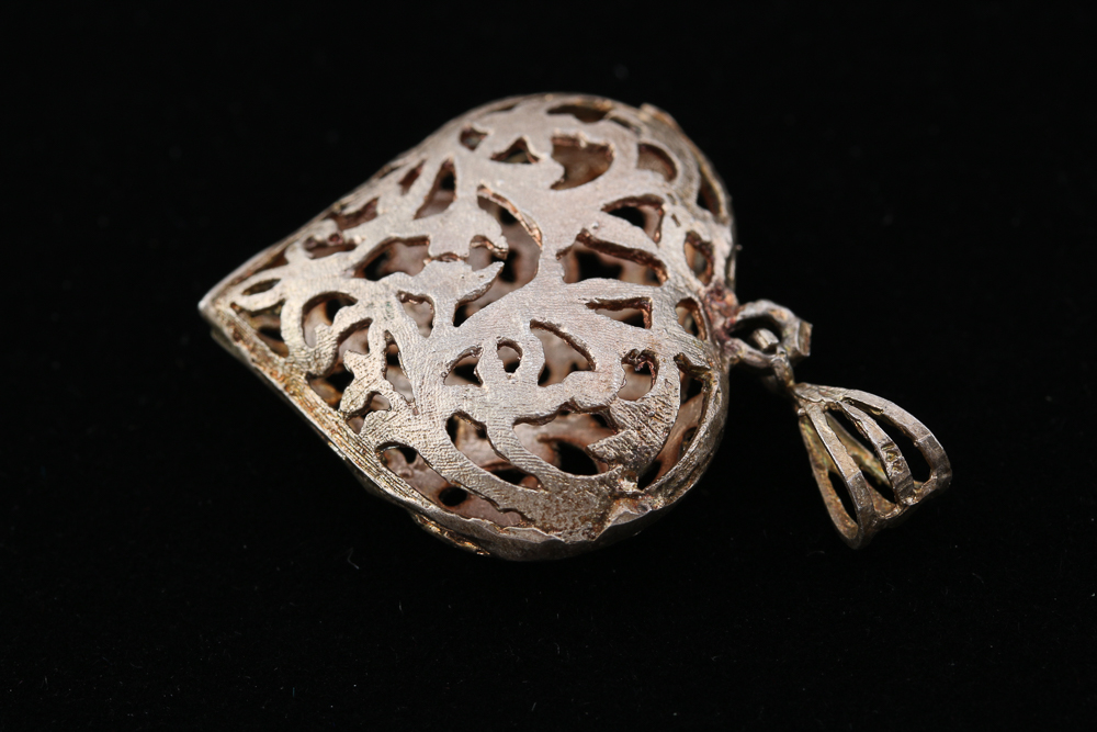 Pair of Stamped Sterling Silver Heart Pendants