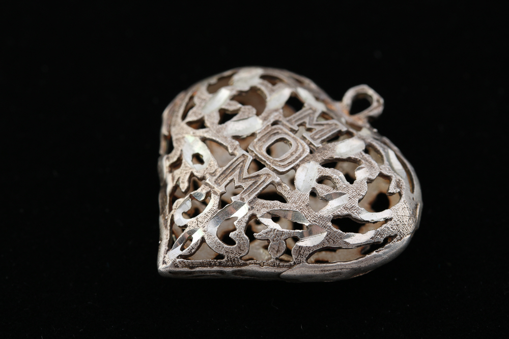 Pair of Stamped Sterling Silver Heart Pendants