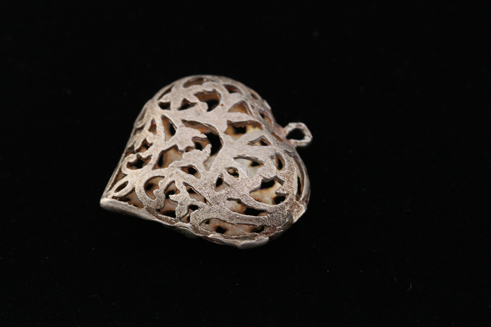 Pair of Stamped Sterling Silver Heart Pendants