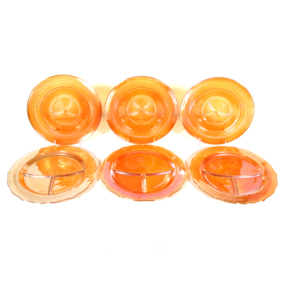 Orange Carnival Glass Plates