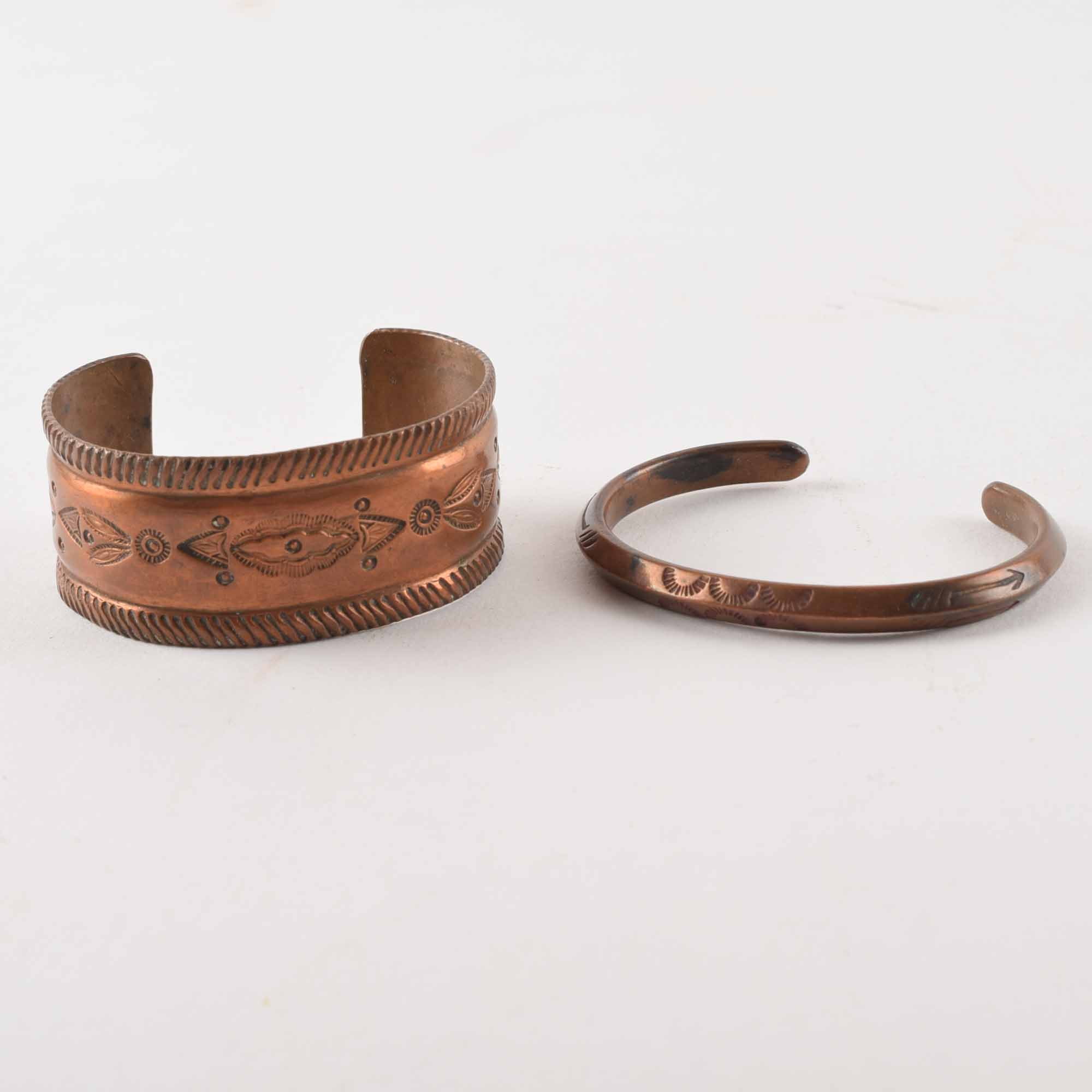 Pair of Vintage Native American Copper Bracelets