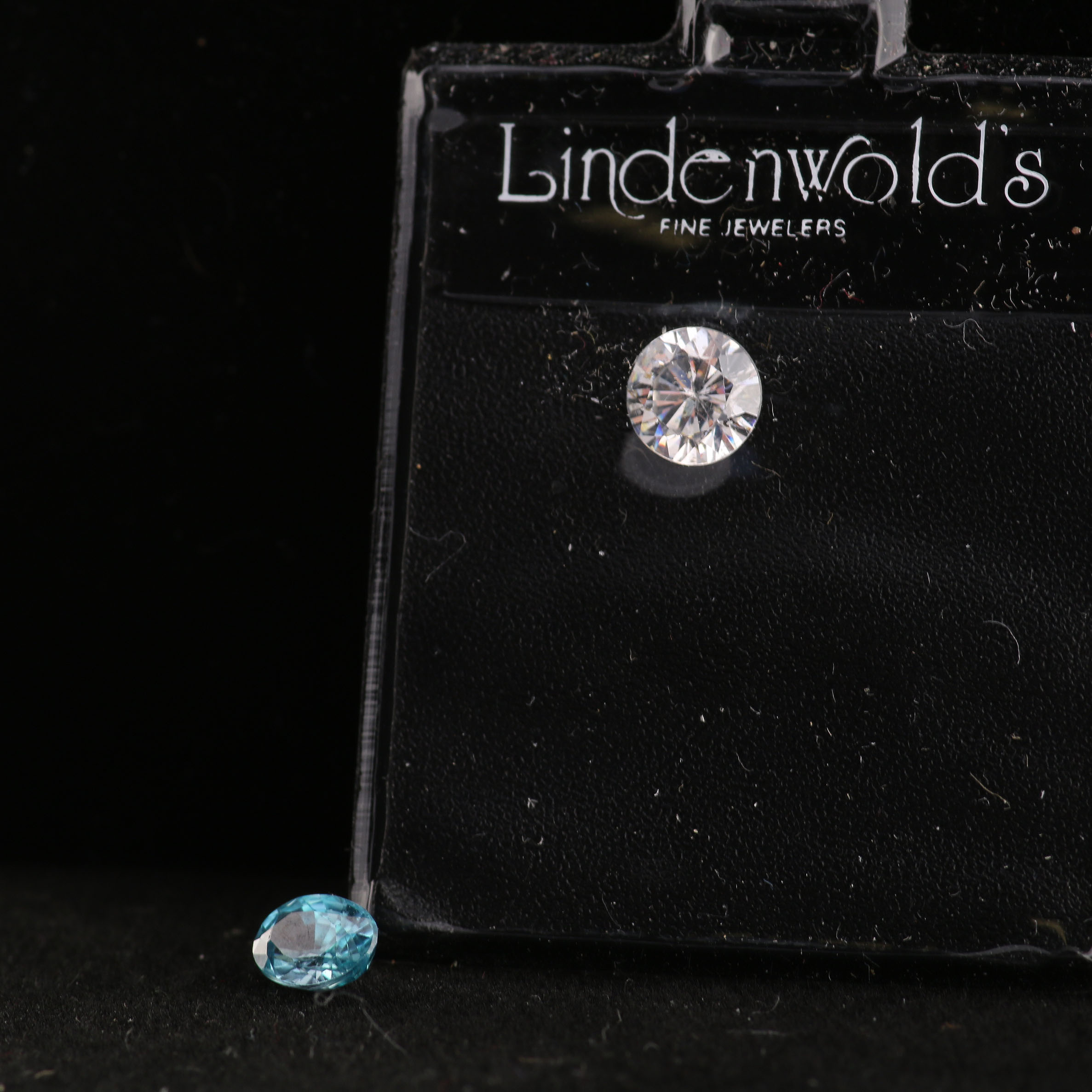 Pair of Colorless and Blue Cubic Zirconia Loose Gemstones
