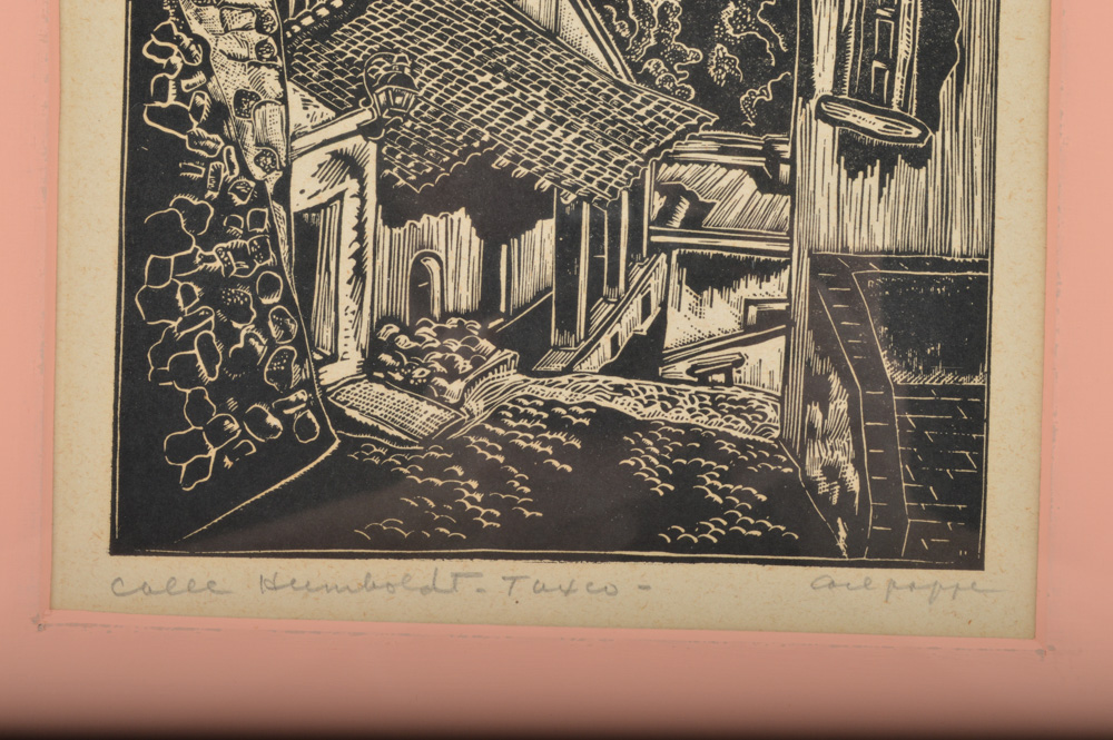 Original Carl Louis Pappe Signed Woodblock Print "Humboldt-Texas"