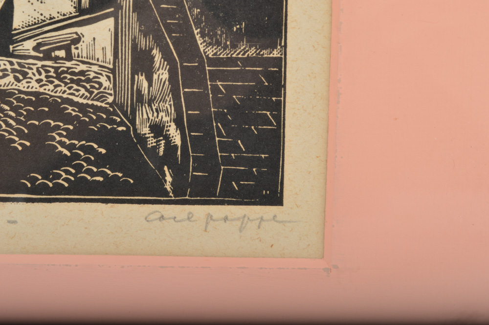 Original Carl Louis Pappe Signed Woodblock Print "Humboldt-Texas"