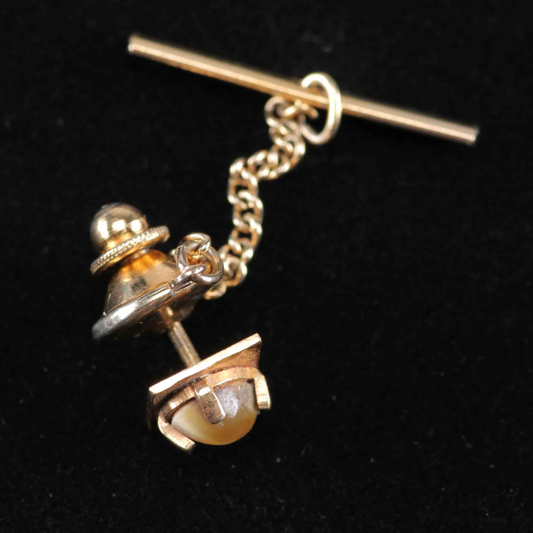 14K Tiger Eye Tie Pin